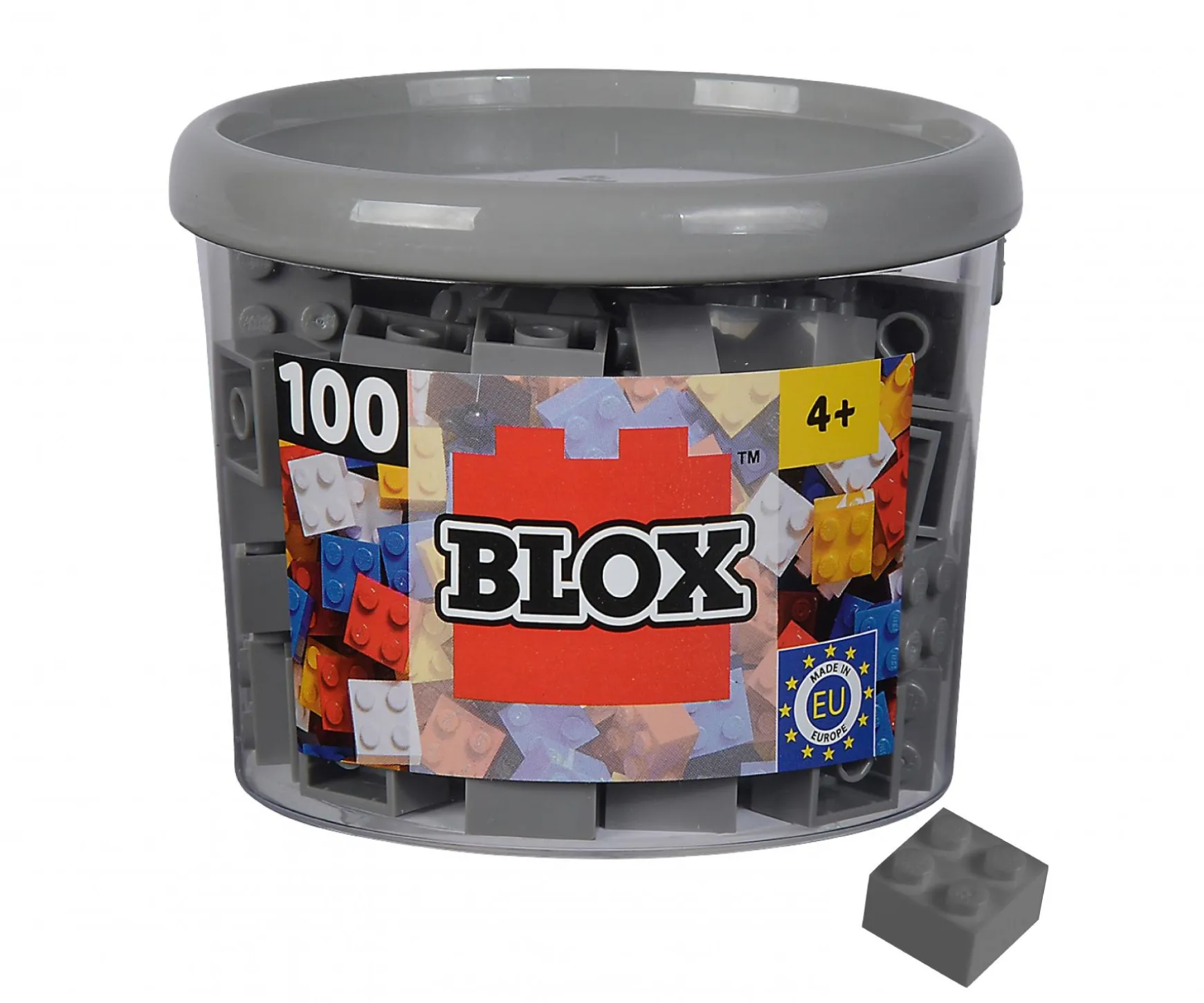 Blox - 100 briques de 4 pièces grises - compatibles avec les briques de jeu connues